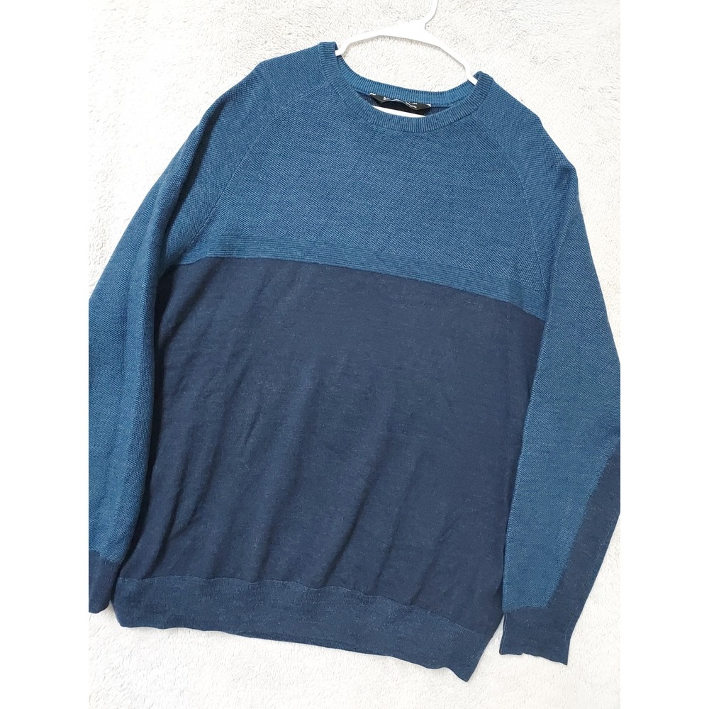 Under Armour Sweater Mens XXL Coldgear 100% Wool Crewneck Two Tone Blue 2XL EUC